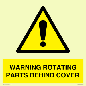 WARNING ROTATING PARTS BEHIND COVER